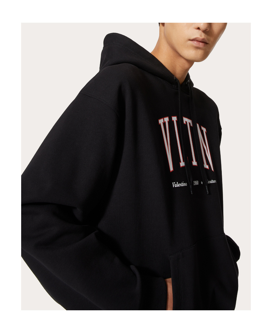 VALENTINO VALENTINO	VLTN LOGO PRINTED DRAWSTRING HOODIE