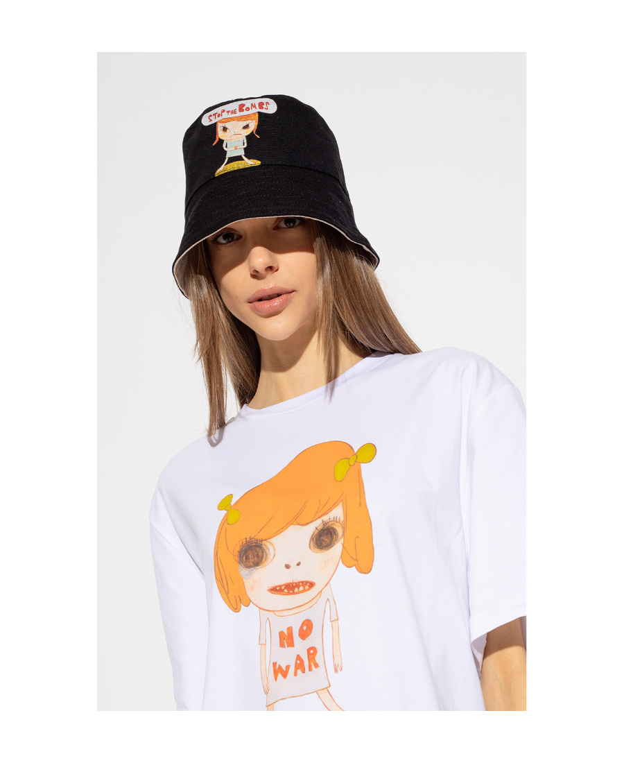Stella Mccartney X Yoshitomo Nara Co-signed Double-sided Fisherman's Hat In Black