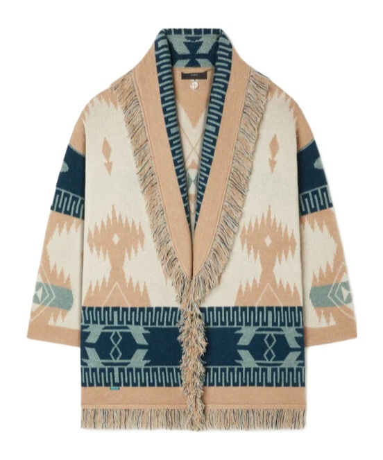 Alanui Icon Jacquard-cardigan Mit Fransen In Multi