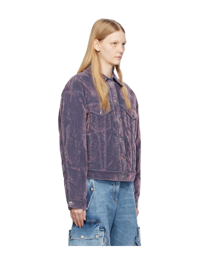 Msgm Flock Denim Faded Denim Jacket In Gray