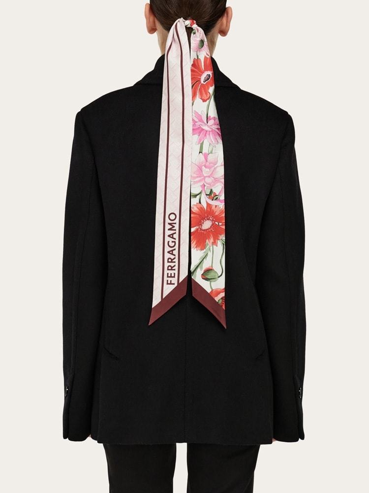 Ferragamo Floral Print Rectangular Scarf In White