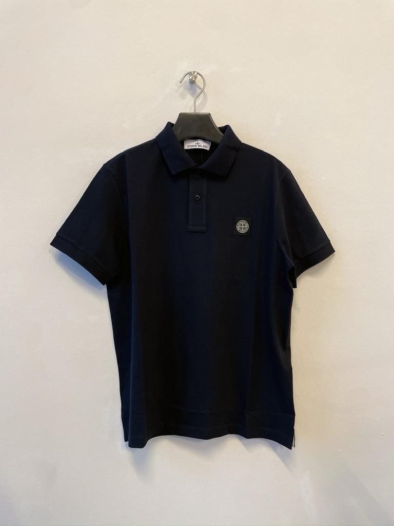 Shop Stone Island Compass Patch Short-sleeved Polo Shirt In Blue