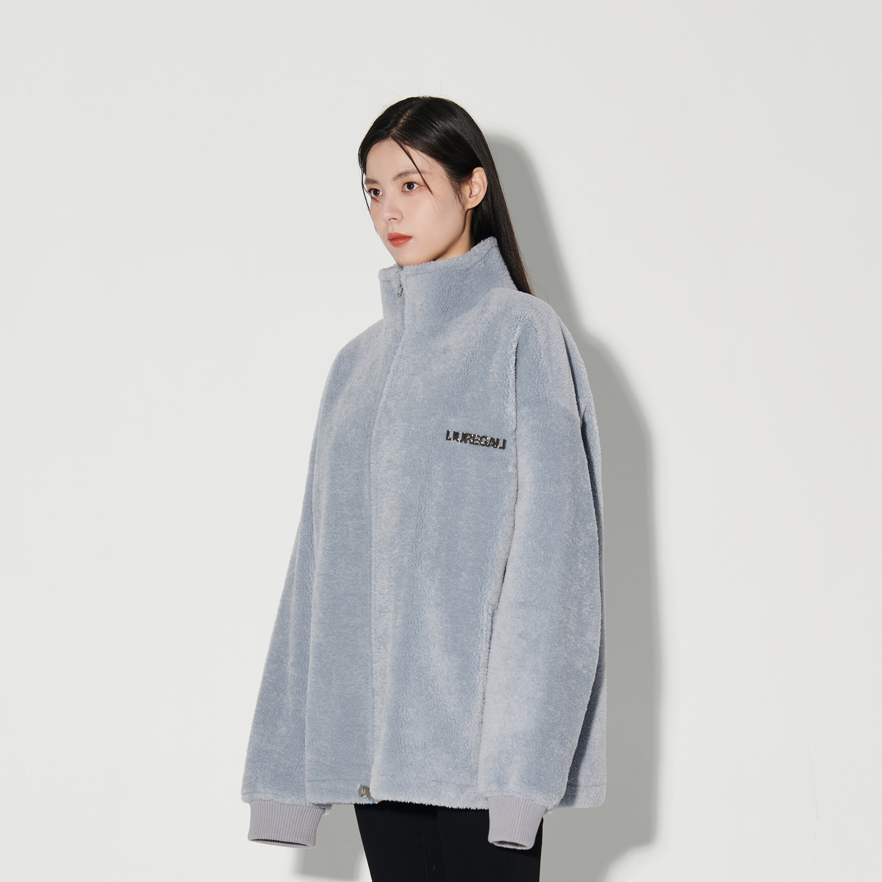 Liuregali Logo Collar Casual Jacket In Gray