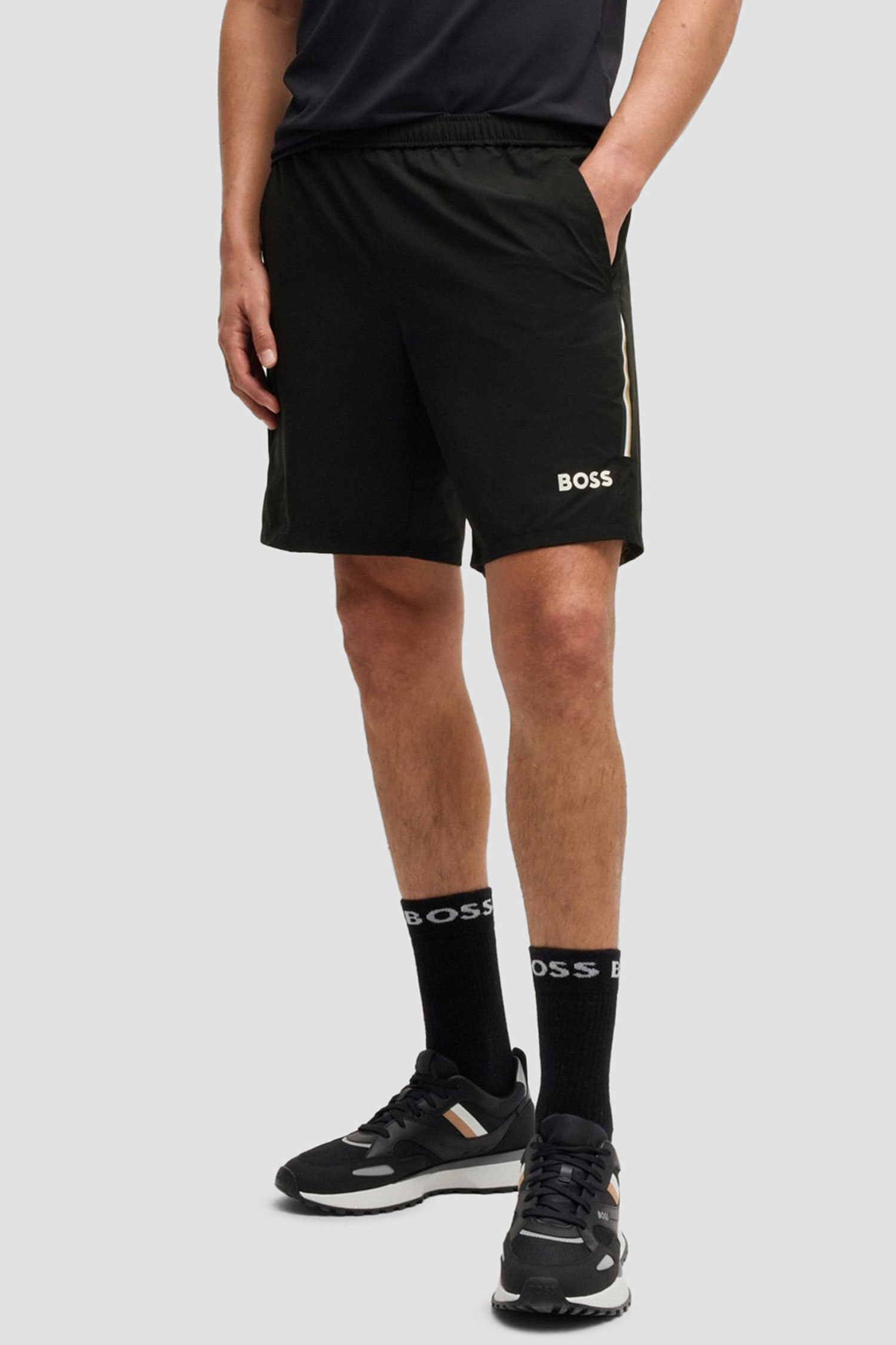 Hugo Boss X Matteo Berrettini Active Tennis Shorts With Four-way Stretch In Black
