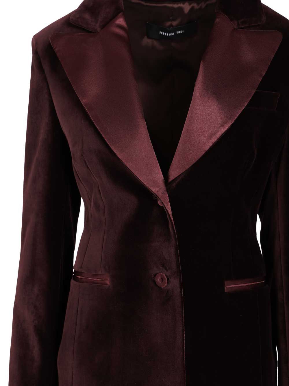 Federica Tosi Giacca Paralume Velluto Pontoglio Jackets Bordeaux In Burgundy
