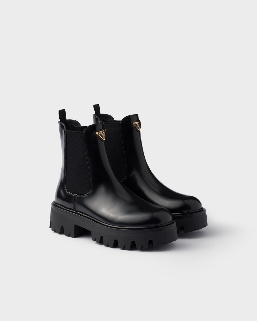 Prada 55mm Triangle-logo Chelsea Boots In Black