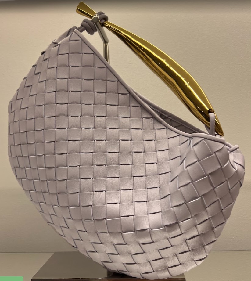 Bottega Veneta Small Sardine Leather Top Handle Bag In White