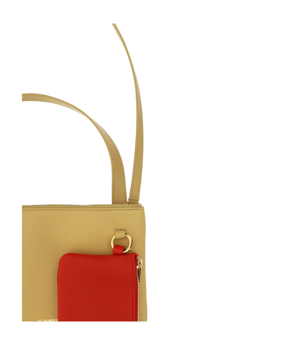 Jil Sander Logo-lettering Leather Crossbody Bag In Nude
