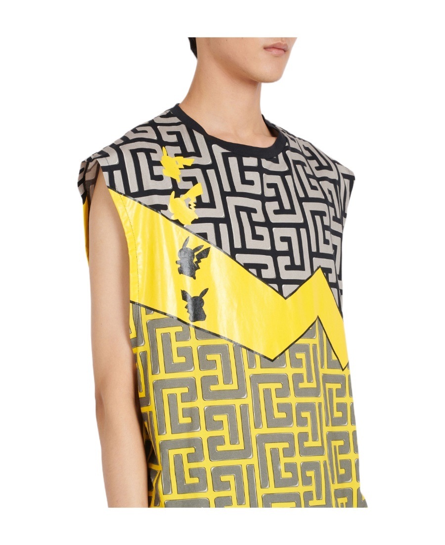 Shop Balmain Unisex - Oversized Pokémon Print Cotton T-shirt In Gray