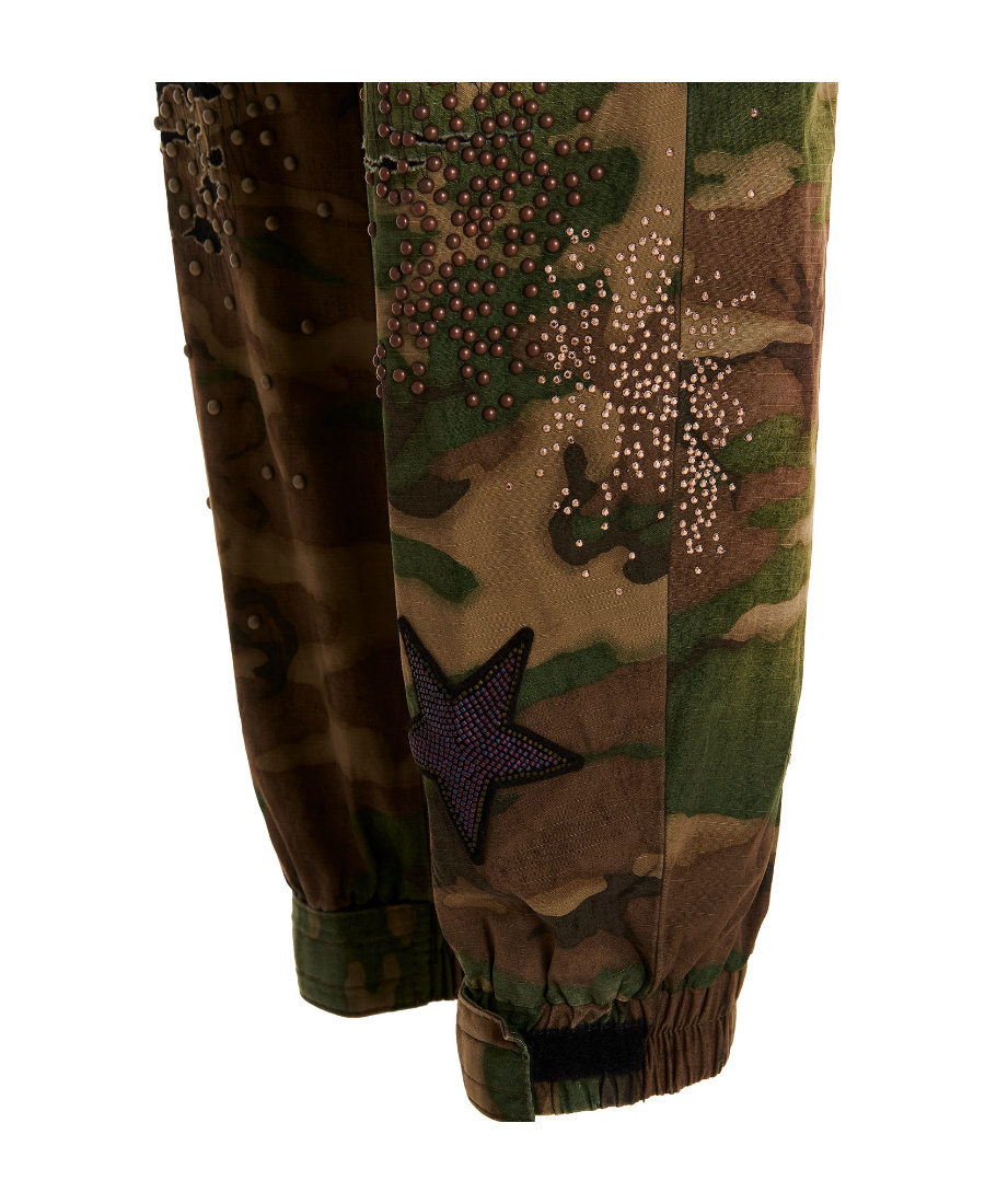 DSQUARED2 STUD-EMBELLISHED CAMOUFLAGE-PRINT TROUSERS