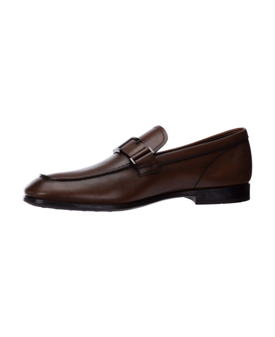 Tod's T Logo Leather Loafers In Black