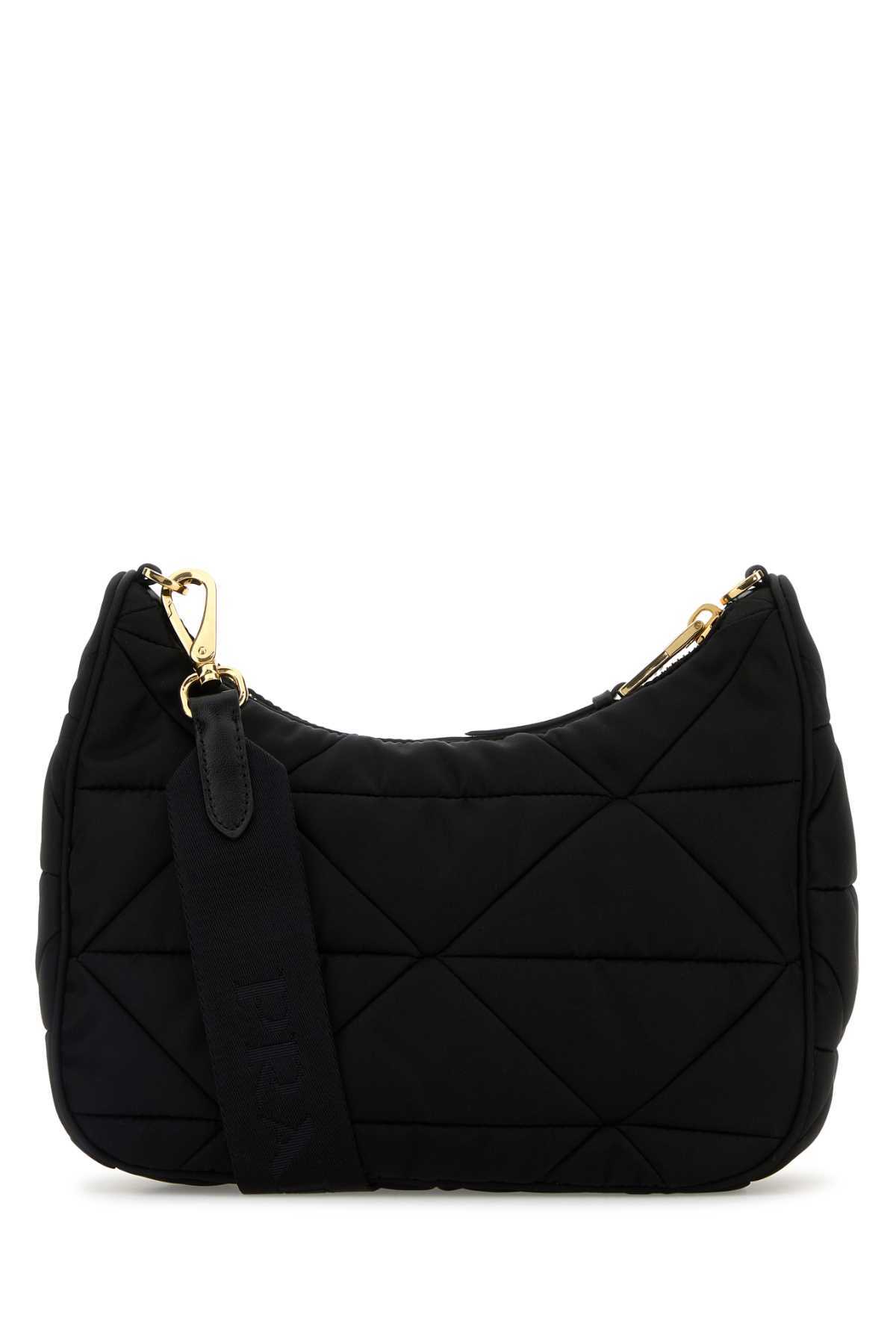 Prada Slate Re-nylon Shoulder Bag In Black