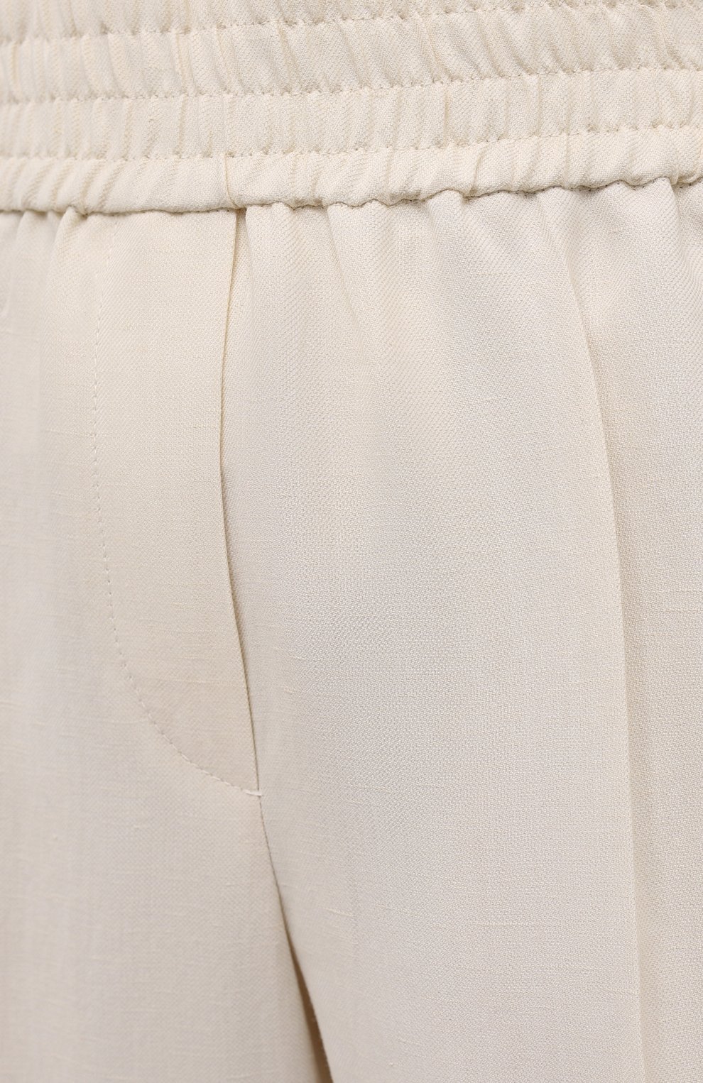 Brunello Cucinelli Slouchy Trousers In Sparkling Linen Canvas With Jewellery In White