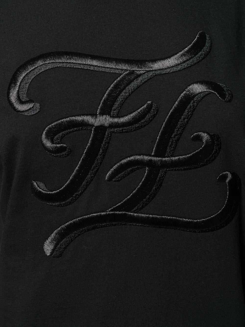 Fendi Ff Embroidered Side Split T-shirt In Black