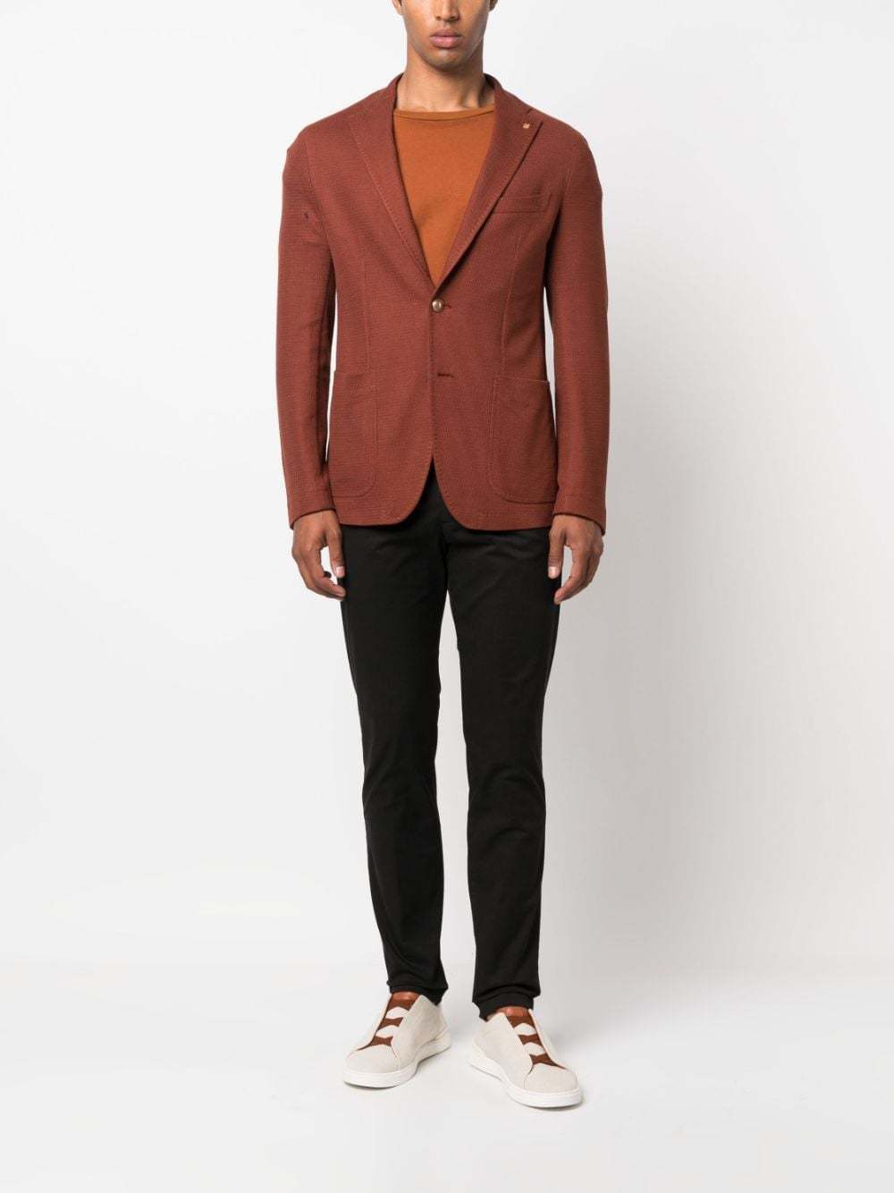 Tagliatore Single-breasted Cotton Blazer In Brown