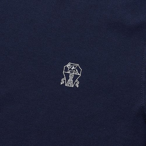 Brunello Cucinelli Short-sleeved Crew Neck T-shirt With Contrasting Stitching In Blue