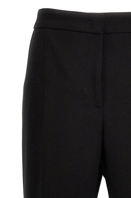 Moschino Wide-leg Wool Blend Crepe Pants With Central Pleat In Black
