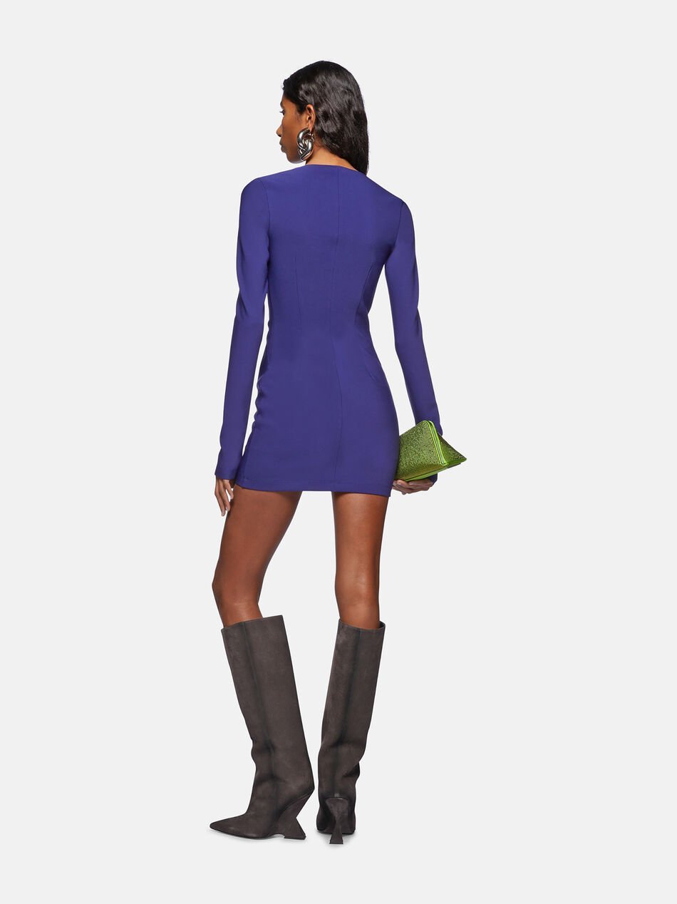 Shop Attico The Crepe Zip Mini Dress In Blue