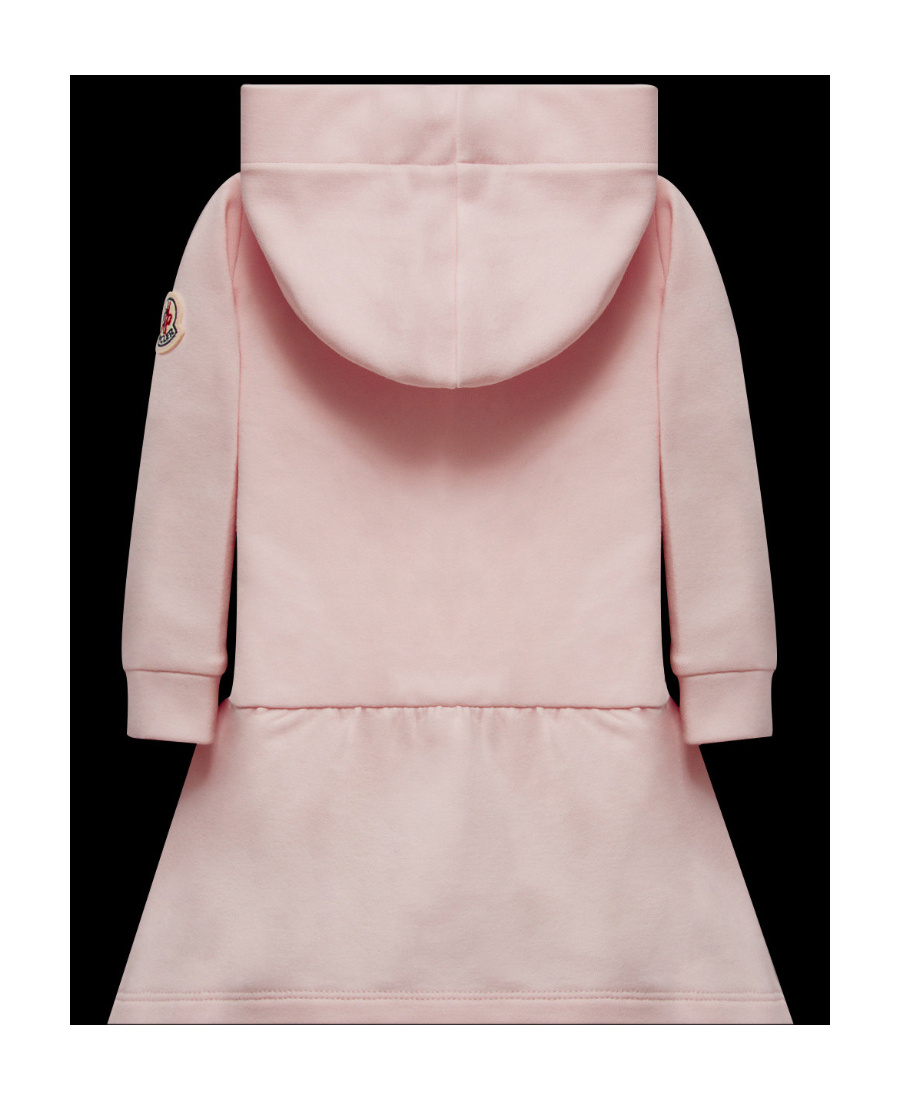 Moncler Long-sleeved Hooded Dress In Pink