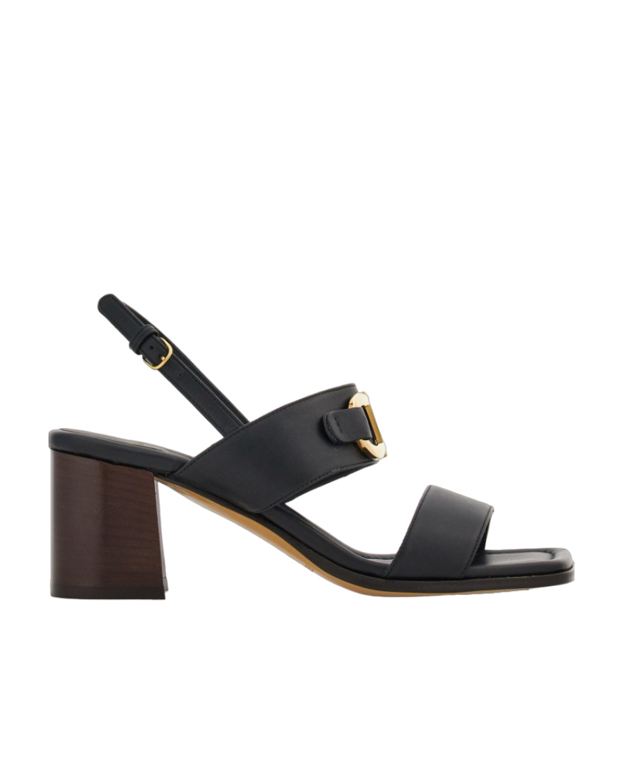 Ferragamo Sandals Block Heel Gancini Buckle In Black