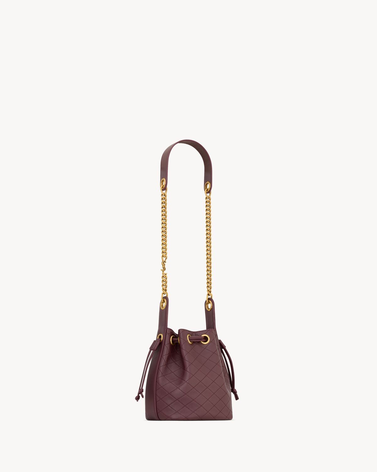 Saint Laurent Cassandre Bucket Bag In Lambskin In Burgundy
