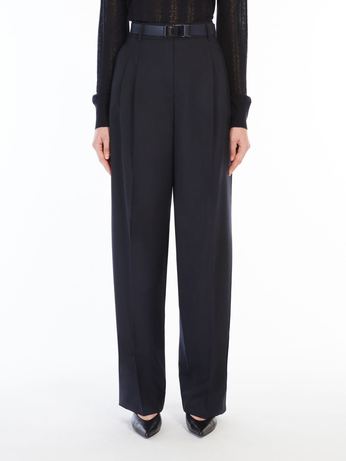 MAX MARA BELT LOOP WOOL CASUAL PANTS