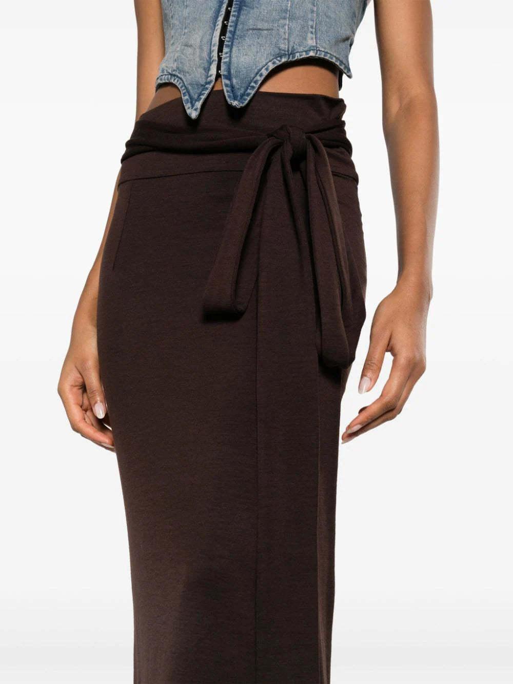 Shop Dolce & Gabbana Belted Virgin-wool Blend Maxi Skirt In Black