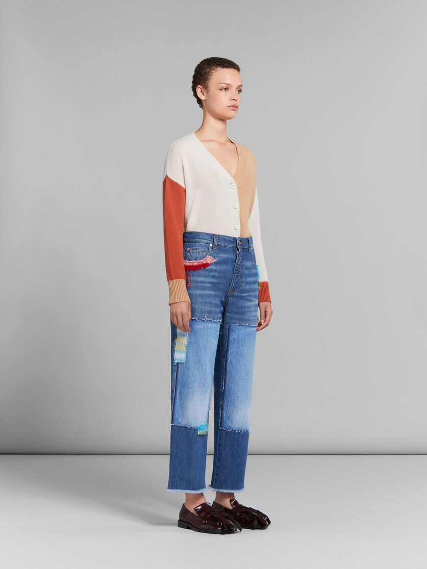 MARNI BLUE BIO DENIM JEANS WITH MOHAIR PATCHES