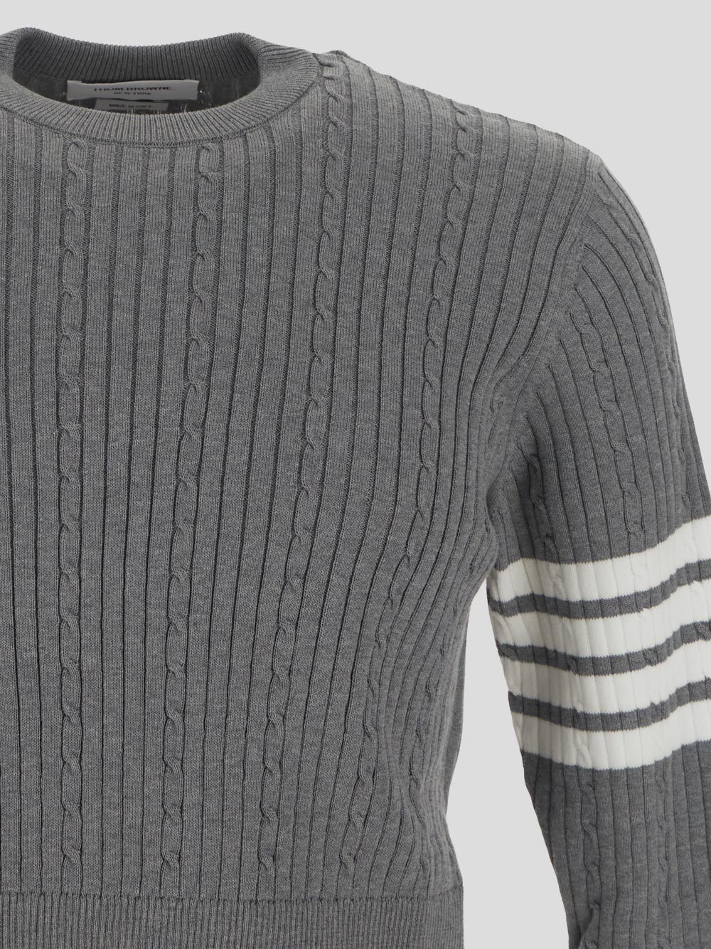 THOM BROWNE THOM BROWNE 4-BAR STRIPE DETAILED CREWNECK JUMPER