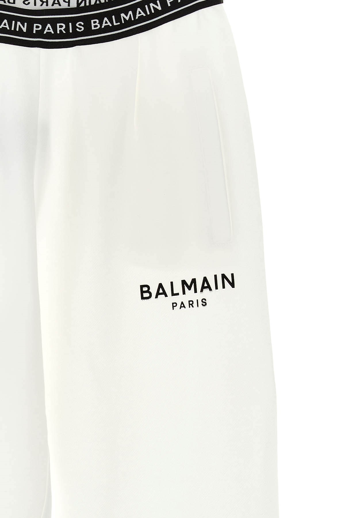 Balmain Ribbed Cuff Track Pants In White