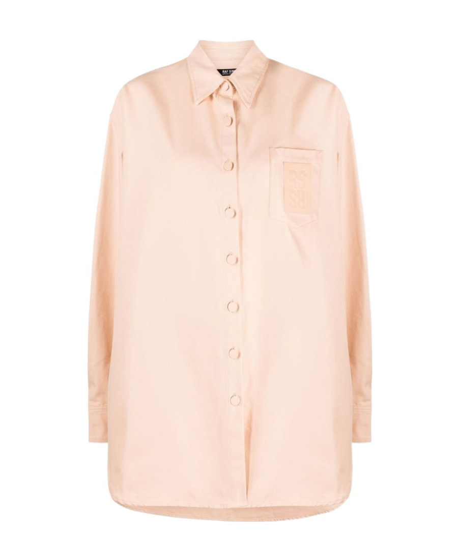 Raf Simons Logo-patch Oversized Shirt In Nude