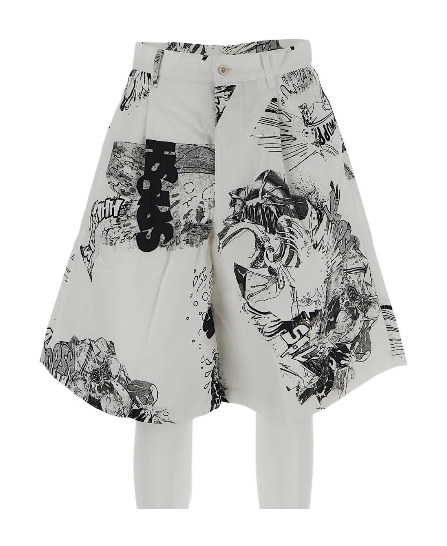 Comme Des Garçons Christian Marclay Graphic-print Shorts In Gray