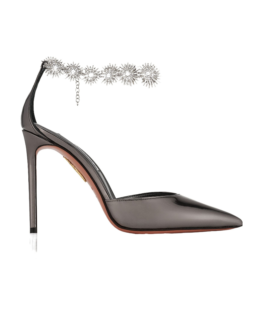 Aquazzura Comet 105mm Crystal-embellished Patent Pumps In Black