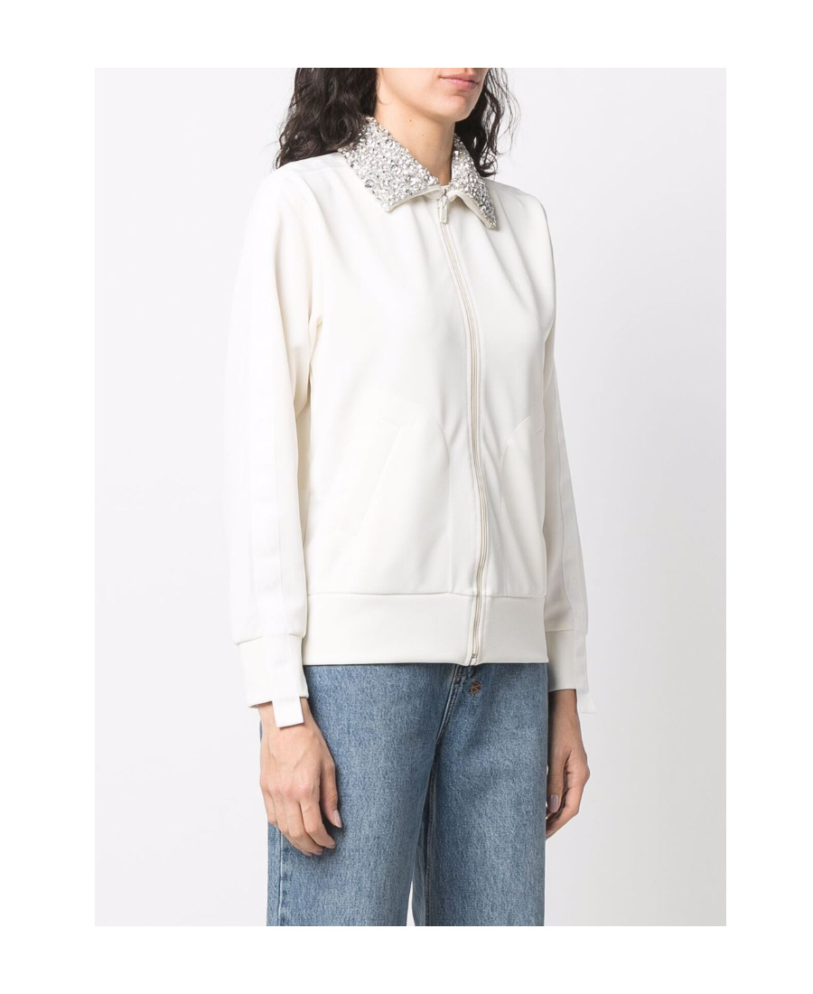 Golden Goose Crystal-embellished Zipped Sweatshirt In White