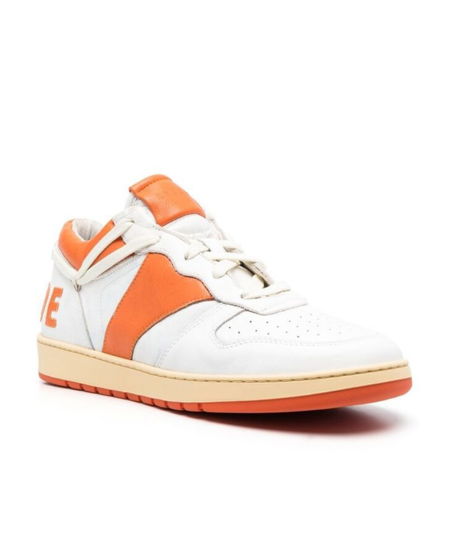 RHUDE LOGO-PATCH LEATHER SNEAKERS