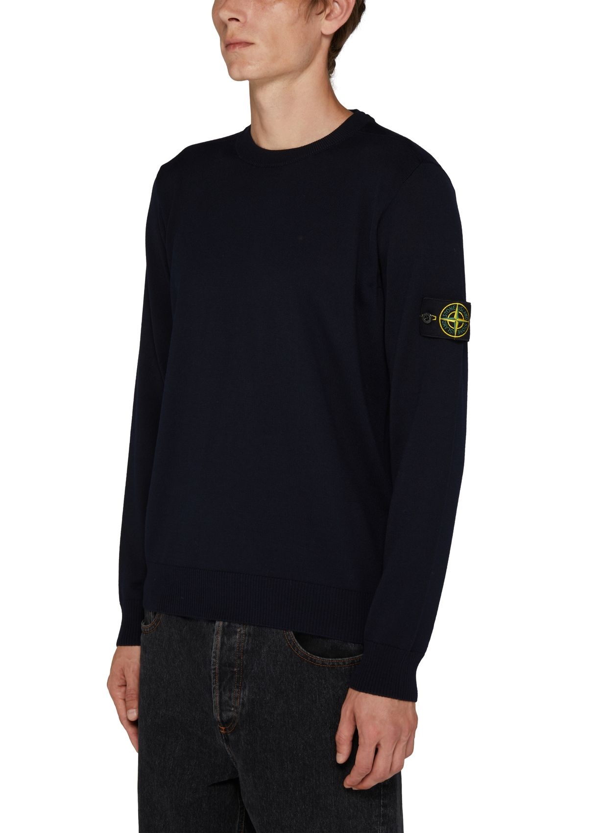 Shop Stone Island Logo Sticker Sweater In Black