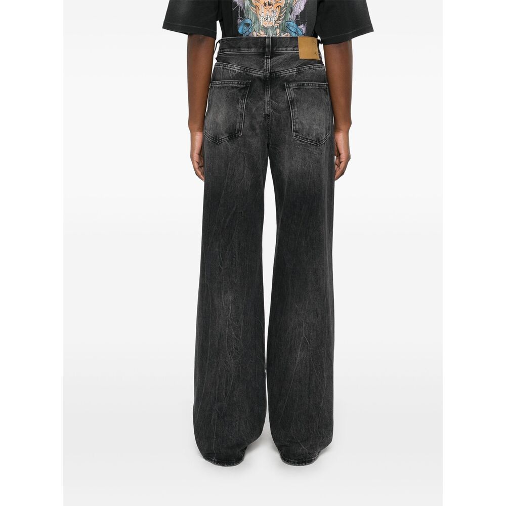 Haikure 'korea' Grey Jeans With Faded Effect And Logo Patch On The Back In Cotton Woman In Black