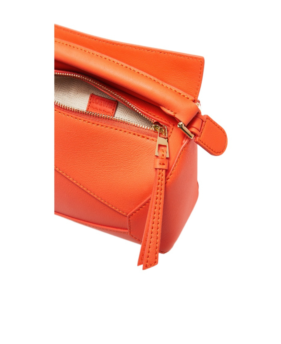 Loewe Womens Vivid Orange Puzzle Mini Leather Cross-body Bag In Orange