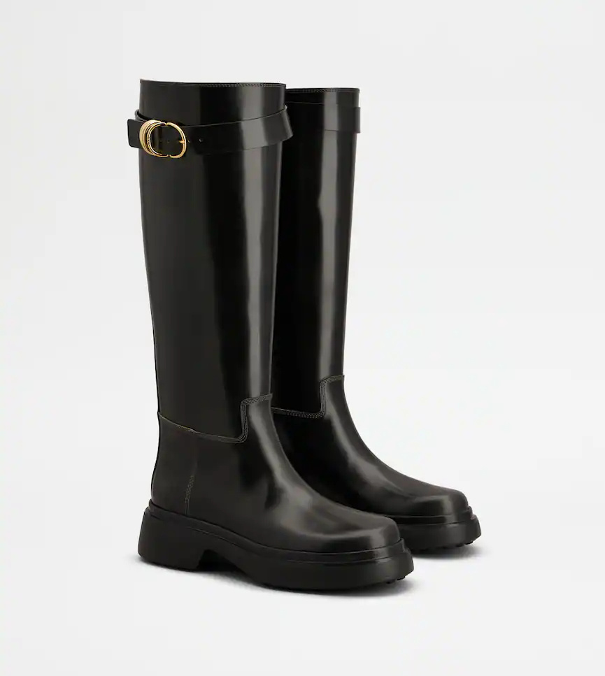 Tod's Leather Knee-high Boots In Black