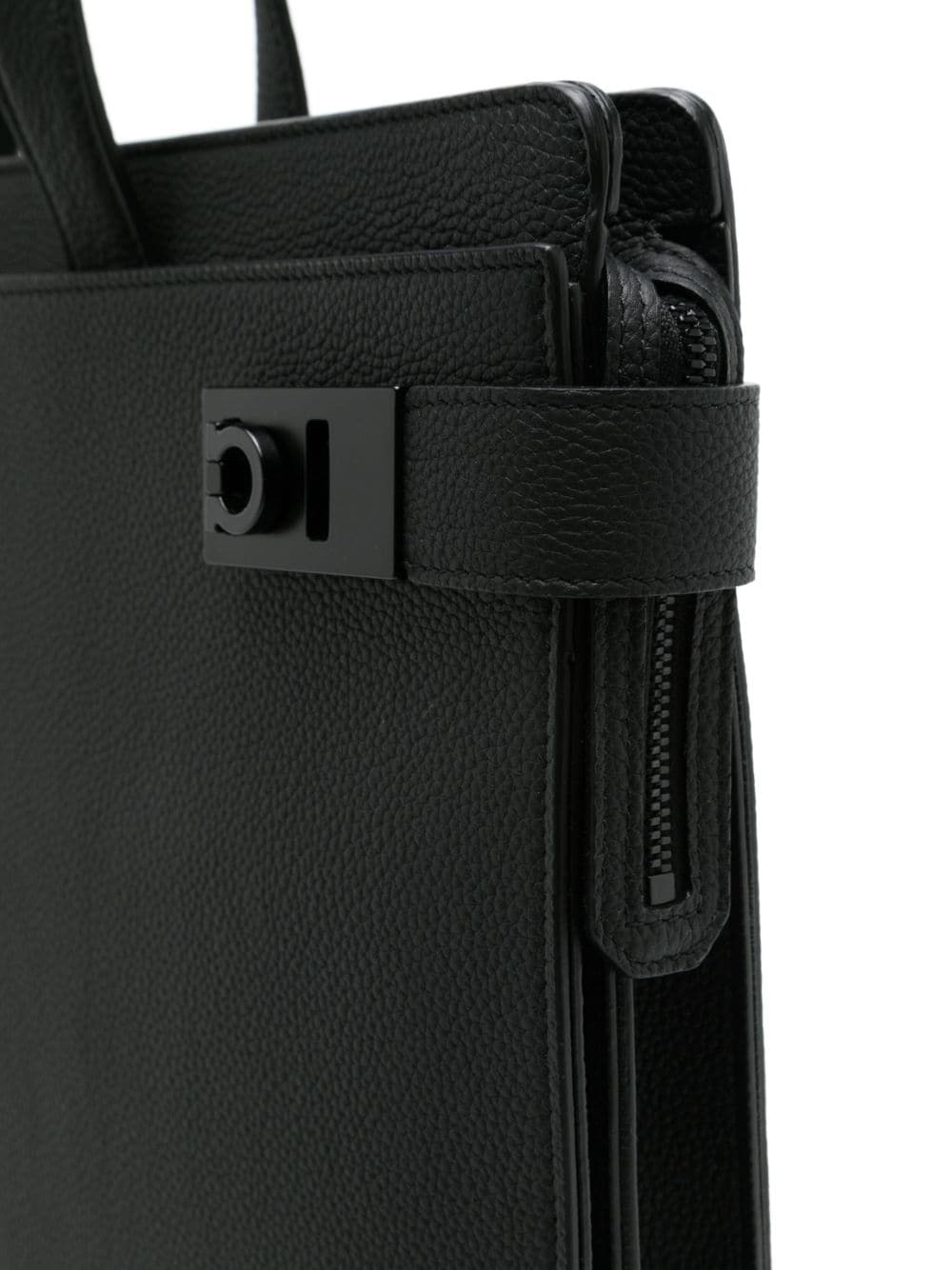 Ferragamo Medium Gancini Buckle Leather Briefcase In Black