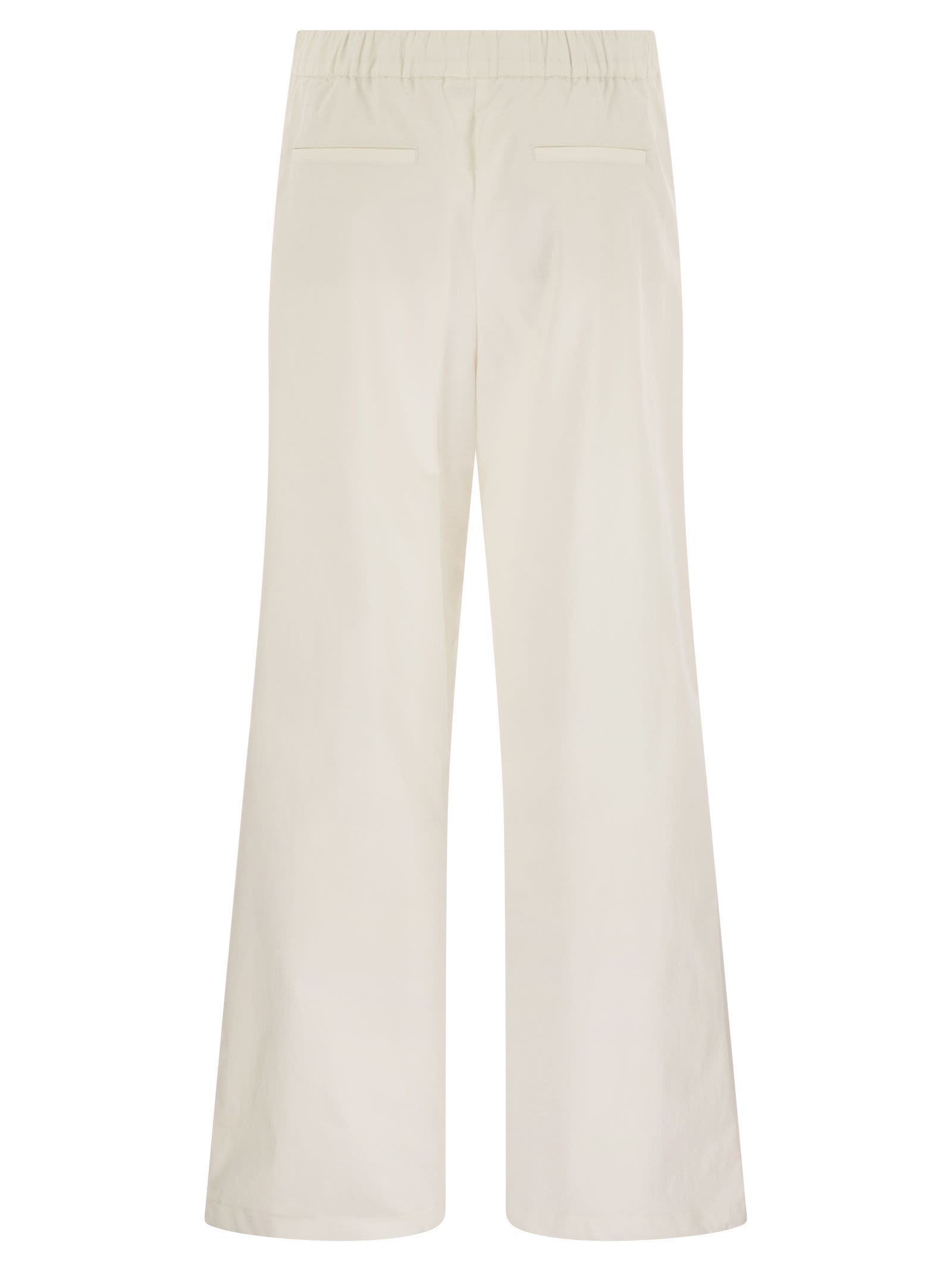 Herno Resort Trousers In Cotton Feel With Drawstring In White