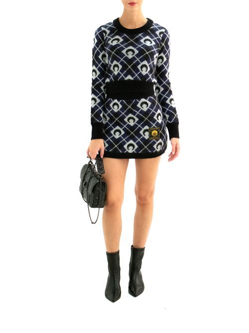 Marine Serre Maglia Cropped Moon Argyle In Black