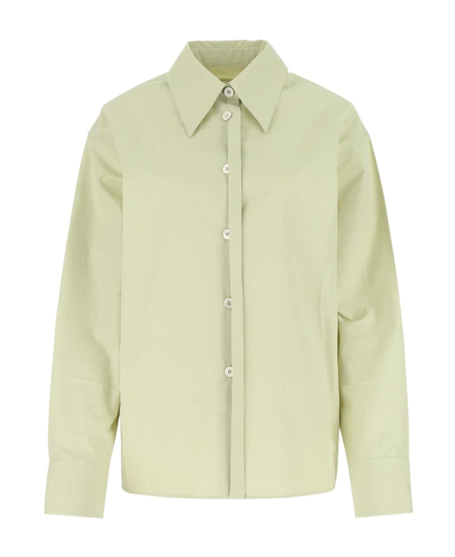 Jil Sander Pastel Green Poplin Oversize Shirt In Nude