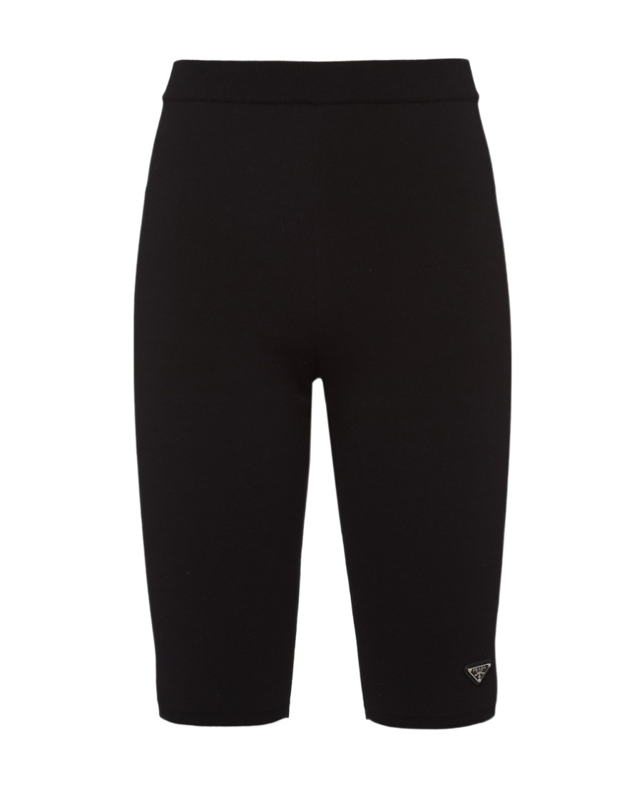 Prada Black Viscose Blend Leggings In Black