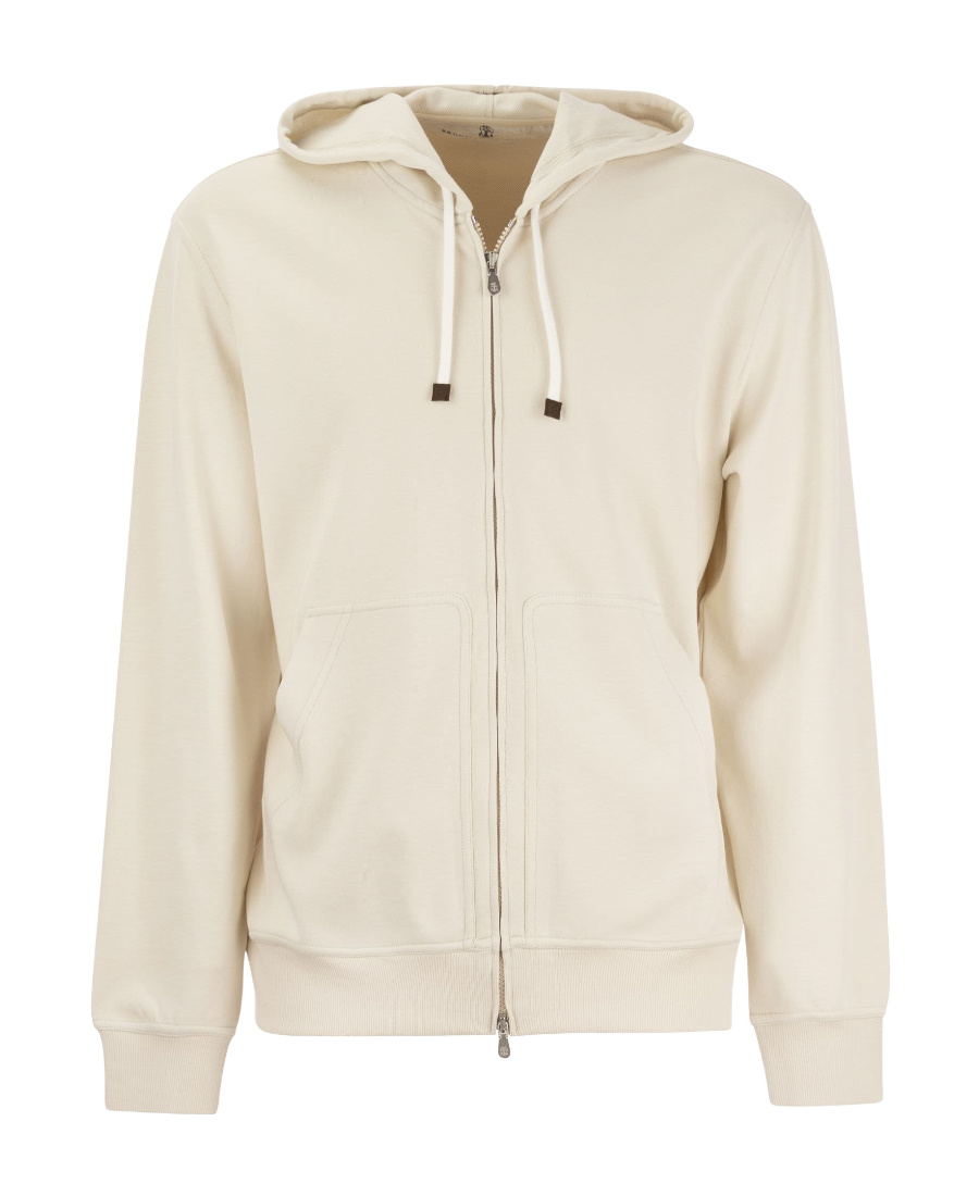 Brunello Cucinelli Zip-up Hooded Sweatshirt In White
