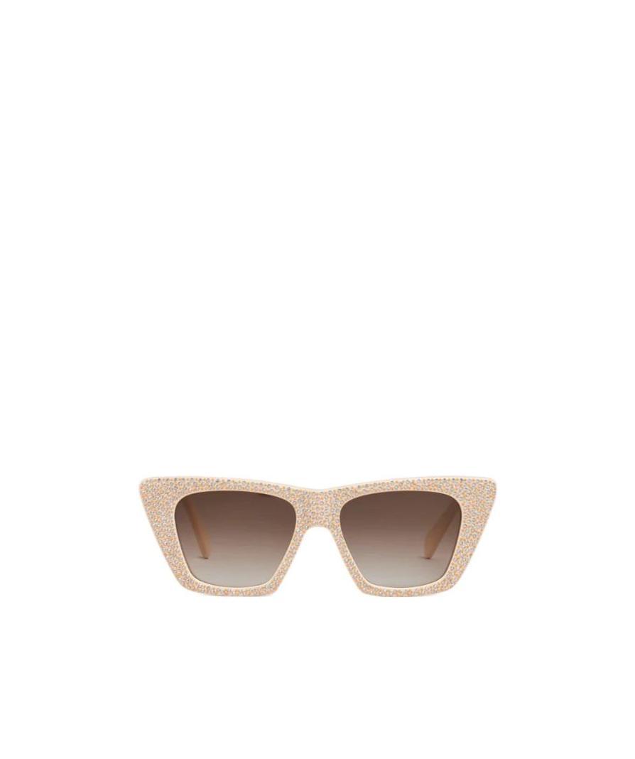 Celine Crystal Cat's Eye Frame Sunglasses In Nude