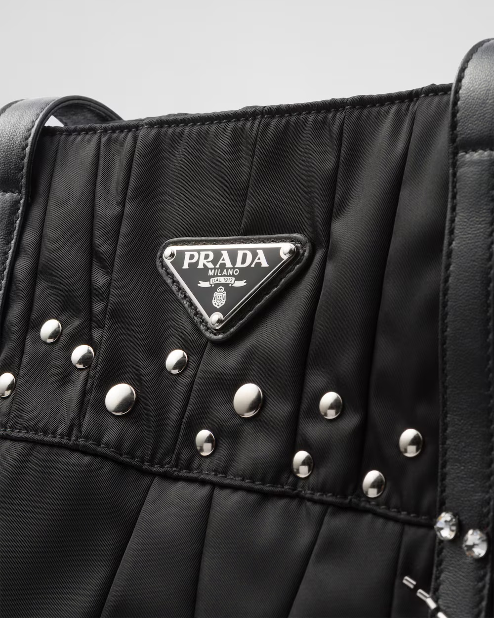 Shop Prada Large Re-nylon Patchwork Tote Bag With Embroidery In Black