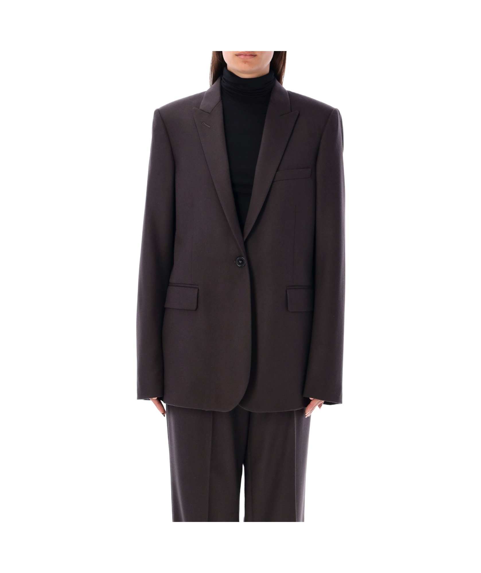 Stella Mccartney Gold Button Single Breast Blazer In Black
