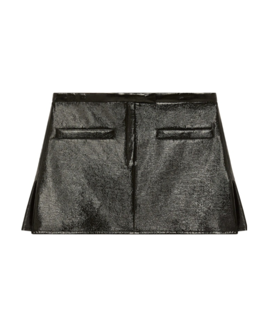 Courrèges Trapeze-silhouette Vinyl Miniskirt In Black