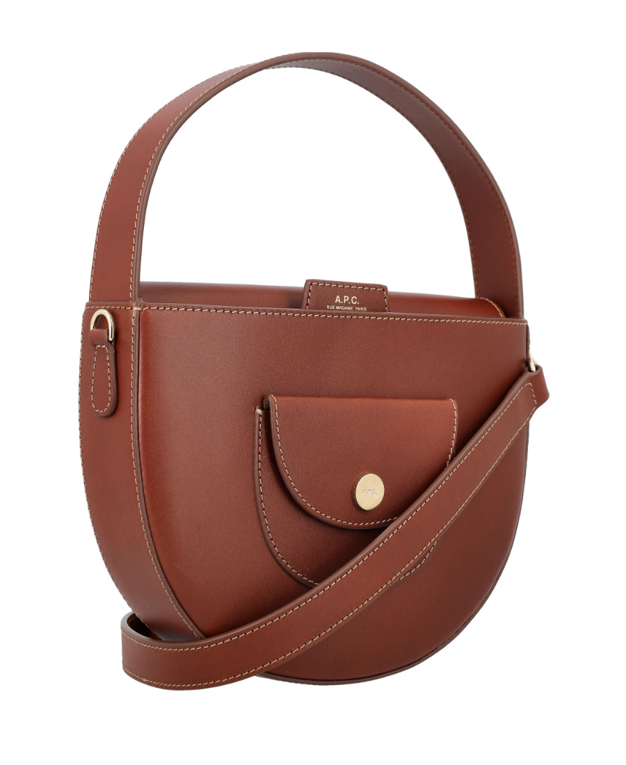 Apc Small Le Pocket Leather Tote Bag In Brown
